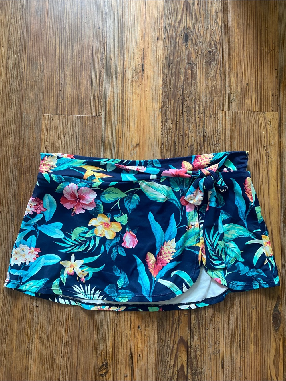 Tommy Bahama Navy Floral Swim Skirt with Side Tie